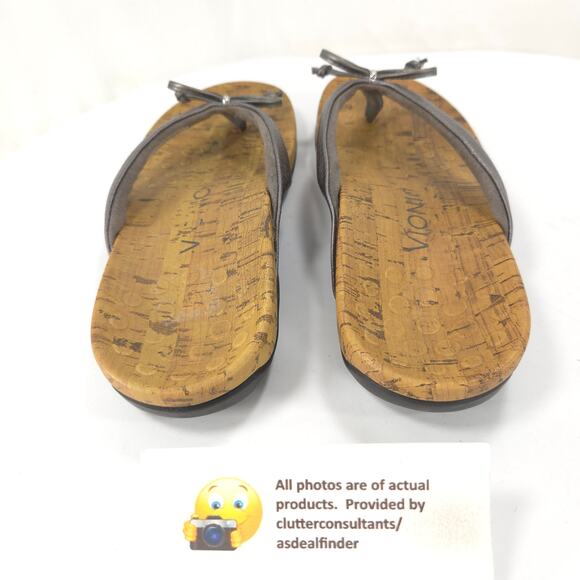 Vionic 340 Cassie Slip On Leather Slide Sandals Womens Size 5 TVW4294 Silver - Picture 3 of 9